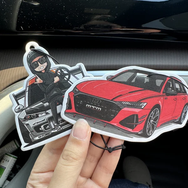 BMW Shaped Paper Air Freshener Custom Car Fragrance - Image 3