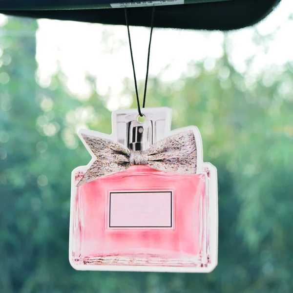 Hanging Paper Car Air Freshener with Luxury Perfume Bottle Pattern - Image 2